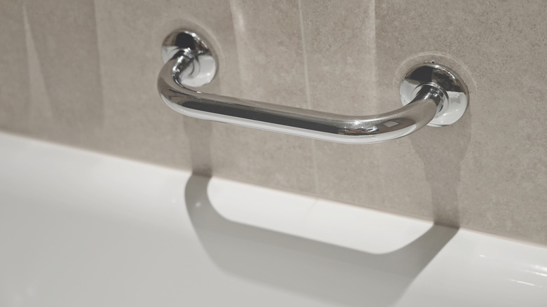 grab rail mounted on shower wall