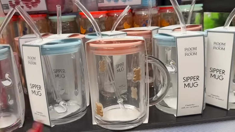 Various bear and swan patterned sipper mugs from Five Below