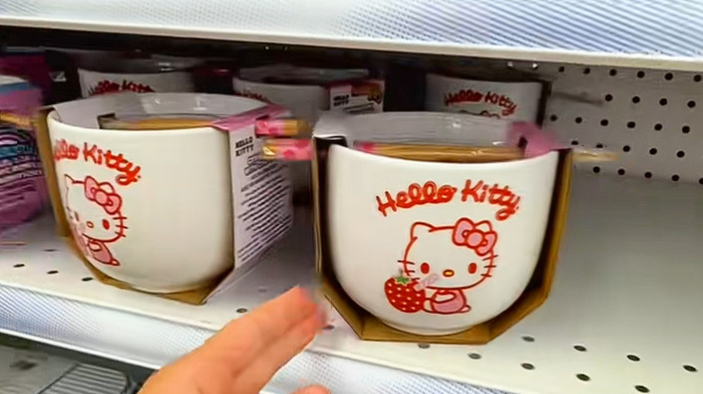 Hello Kitty brand ramen bowls in a Five Below store