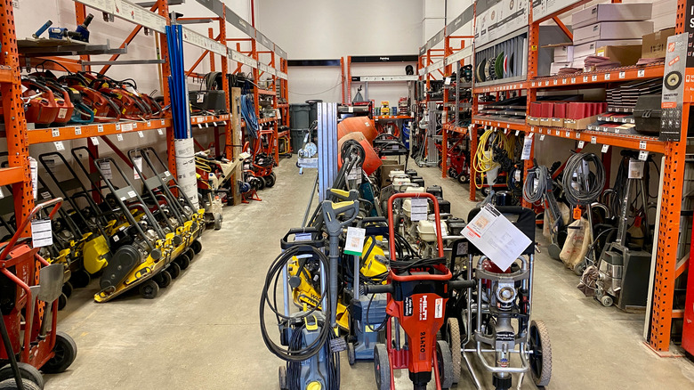 Tool rental area inside of a Home Depot store