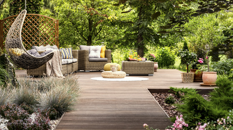 garden furniture on decking