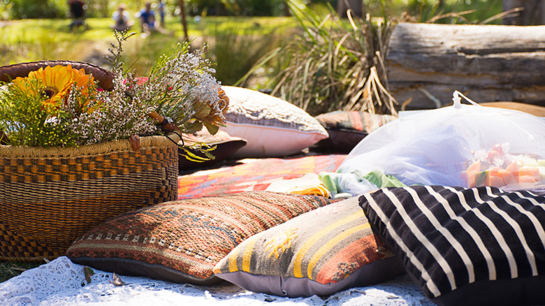 comfy cushions in the garden