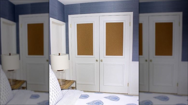 Closet doors with cork panels