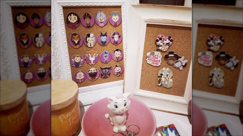 Enamel pins on cork boards