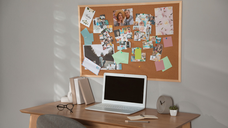 Cork board above desk