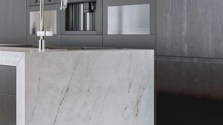 a marble kitchen island