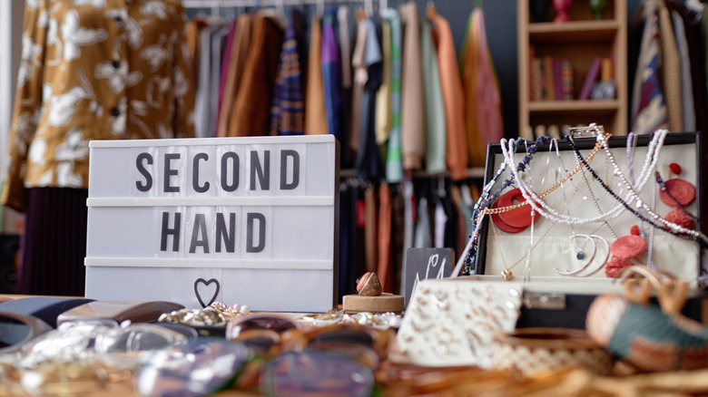 Thrift items with secondhand sign