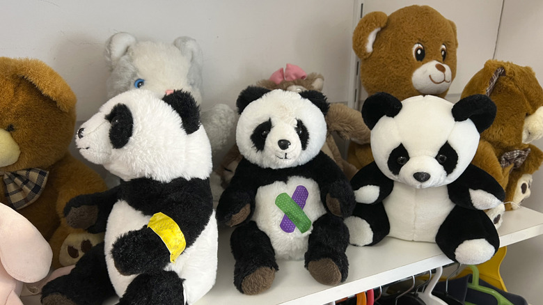 Shelf of stuffed animals