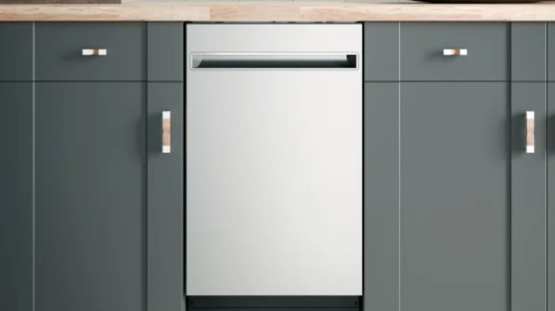 The interior of the Haier compact dishwasher.