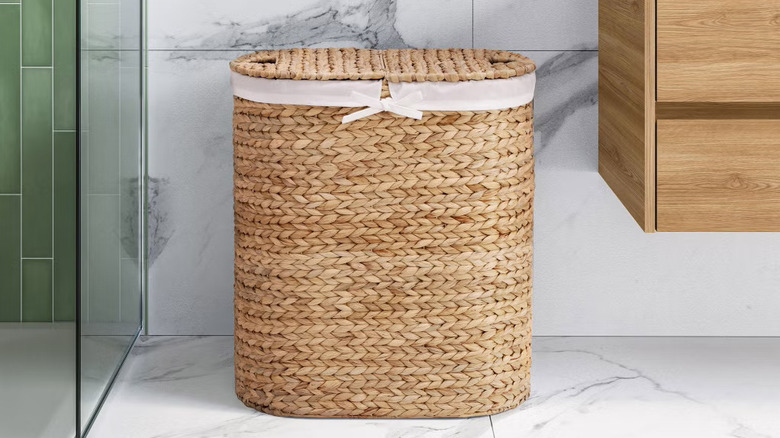 Seville Classics' Handwoven Water Hyacinth Laundry Hamper