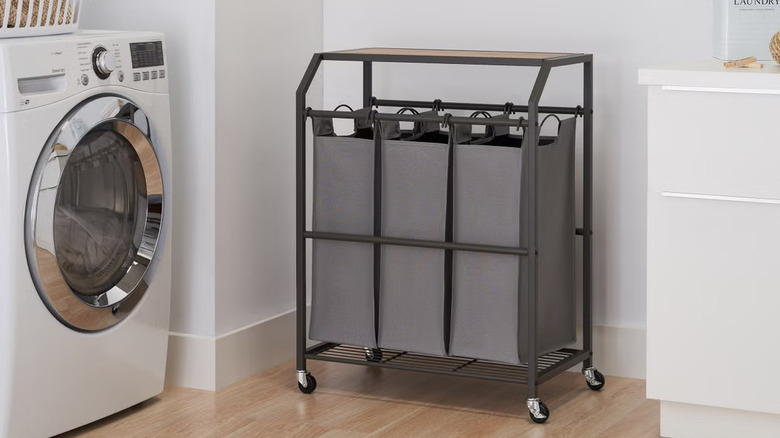 Trinity's 3-bag Laundry Cart with Flip-up Top