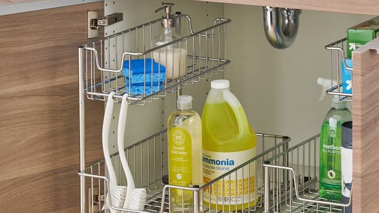 Trinity's Wire Undersink Organizer with Slide, 2-pack