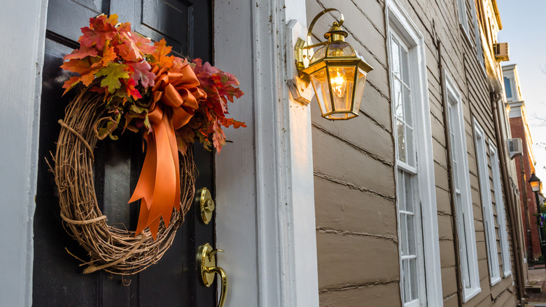 Fall wreath on exterior door
