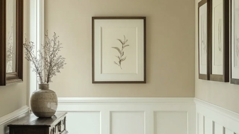 A foyer painted warm Manchester Tan.
