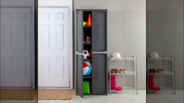 Sterilite Adjustable 4-Shelf Gray Storage Cabinets