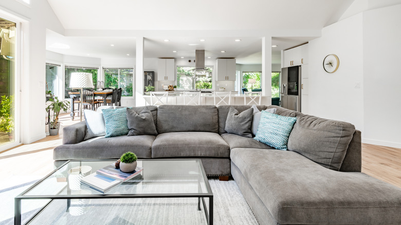 An open-concept home that combines the living room, dining room and kitchen