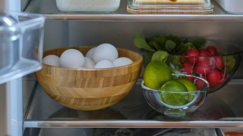 BLANDA MATT Serving bowl full of eggs in fridge