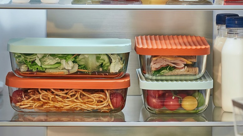 HAVSTOBIS Food containers filled with leftovers in fridge