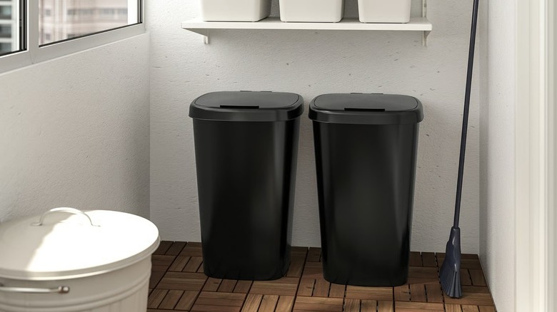 Two LÖVKVAST Bins under shelves