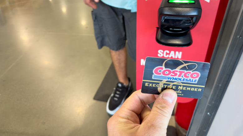 Costco warehouse membership card scanner at entrance to local store.