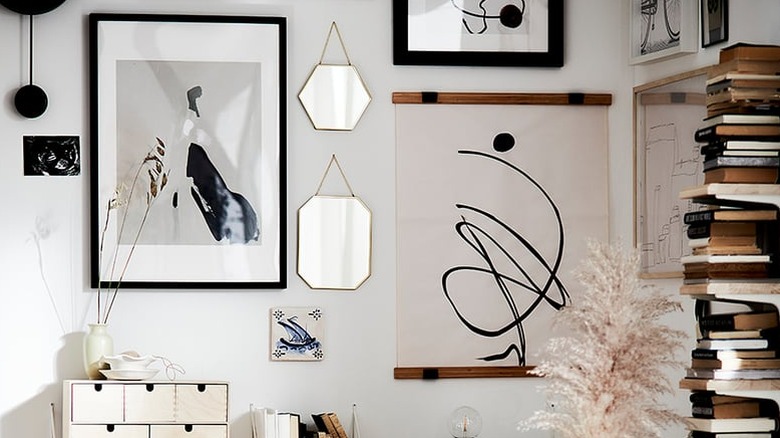 IKEA VISBÄCK wooden poster hanger amid other wall decor