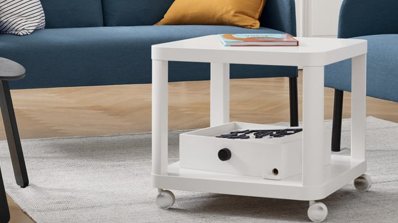 IKEA TINGBY side table on casters in a living room