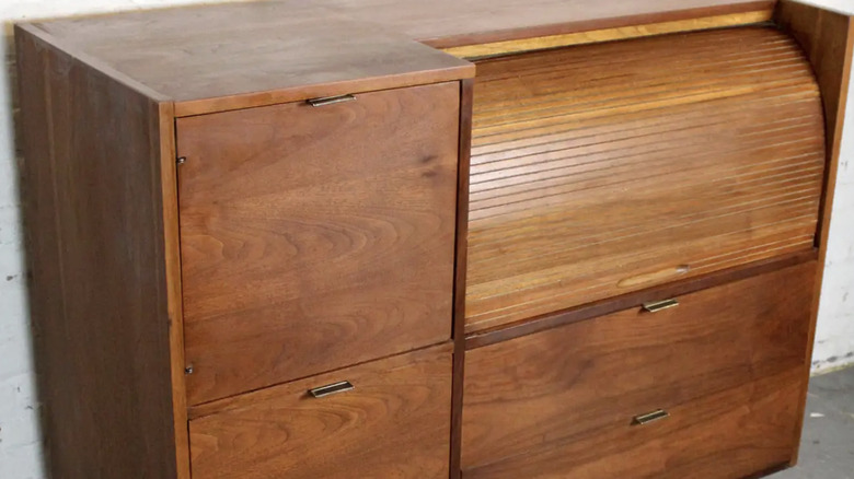 The Tambour Door Roll Top Secretary Desk from Mainline by Hooker