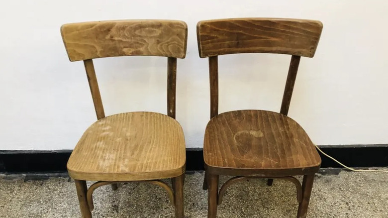 A pair of wooden chairs from Thonet