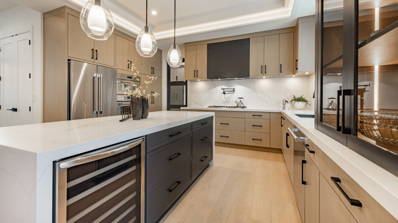 Beautiful marble countertops in a modern kitchen