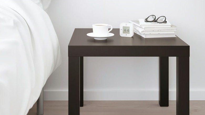 IKEA LACK side table nightstand beside bed
