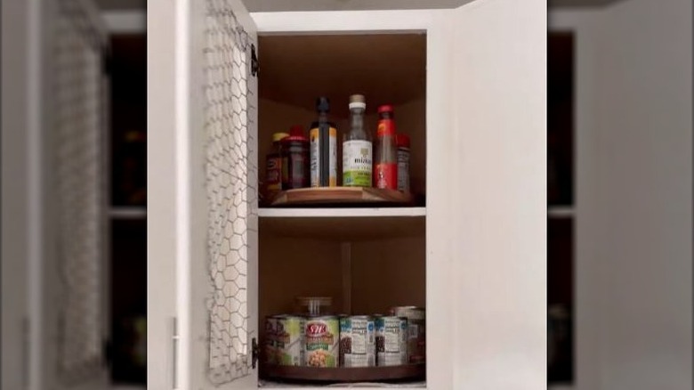 items organized in cabinet based on height