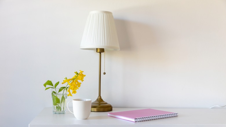 lamp on table