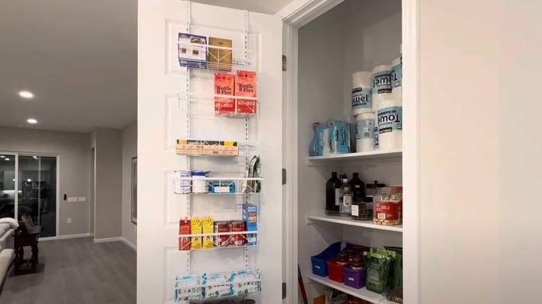 Over the door organizer on a pantry door