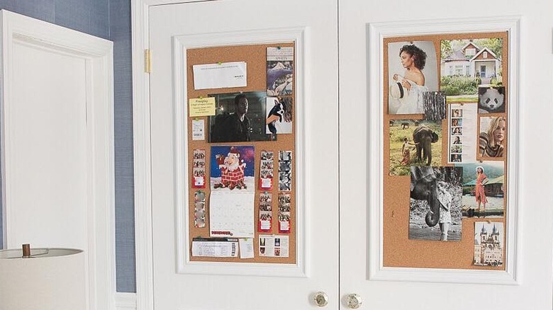 Closet doors with corkboards