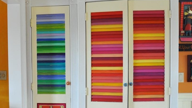 Louvered doors with painted slats