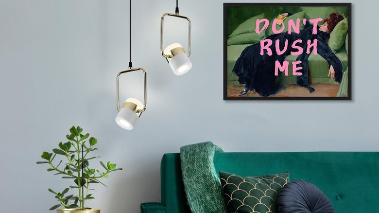 Typography art in modern living room