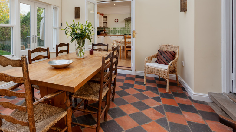 Black and terracotta floors