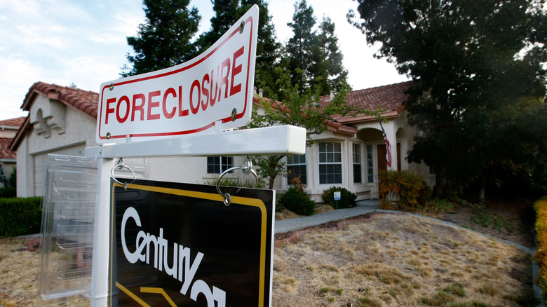 Foreclosure sign outside a home