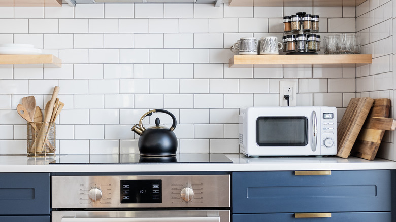 microwave on counter