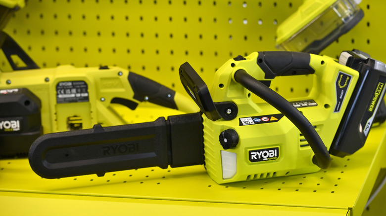 Ryobi tools in a hardware store