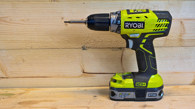A cordless Ryobi drill
