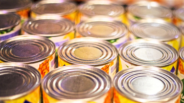 Rows of canned food