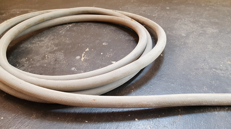 Close up of rubber garden hose