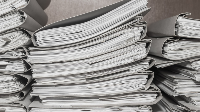 Stacked paper and documents