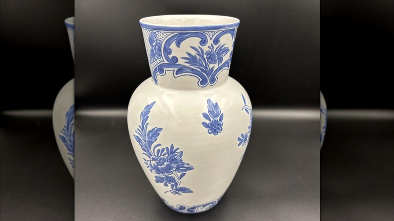 Vintage Tiffany and Co. Delft porcelain blue & white vase