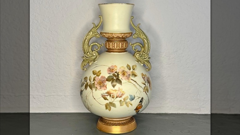 Antique Royal Worcester vase with floral details