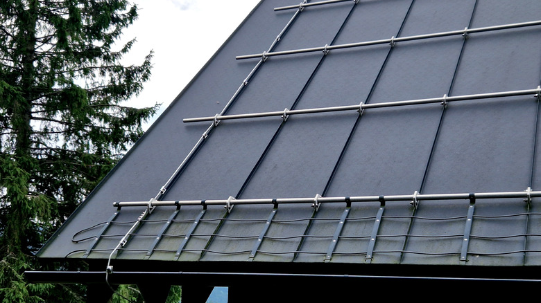 De-icing cables shown installed on a roof