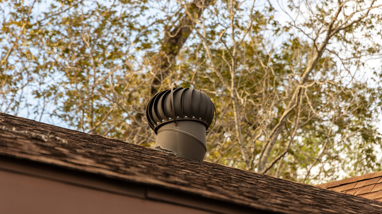 Attic ventilation turbine installed on a roof