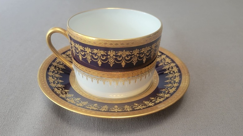 Bernardaud Chenonceaux Cobalt teacup and saucer