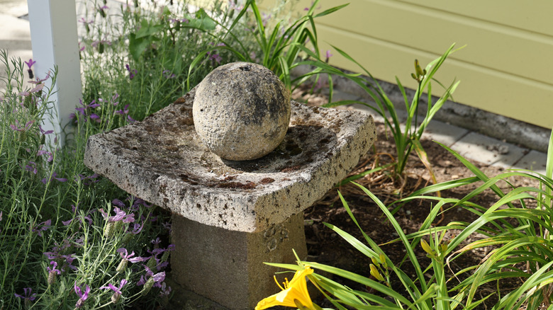 Stone sphere garden ornament